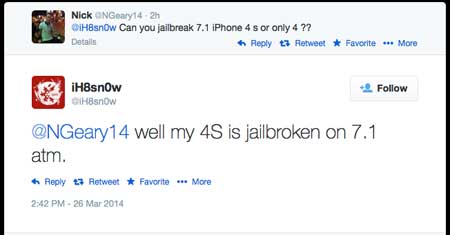 تأكيد نجاح جيلبريك الأيفون 4s إصدار 7.1