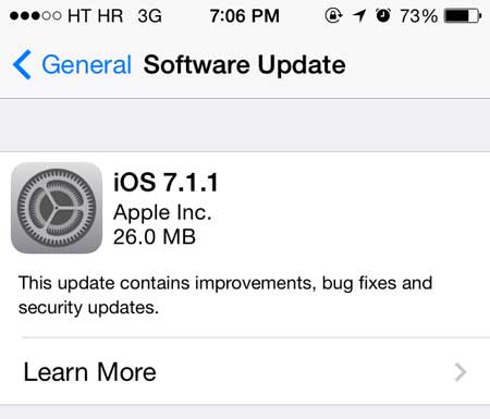 التحديث الجديد iOS 7.1.1