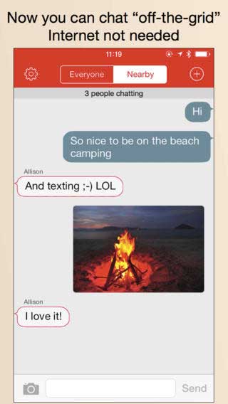 تطبيق FireChat للدردشة دون شبكة