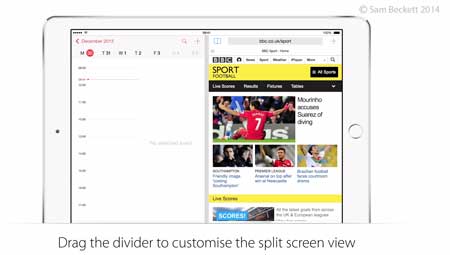 ميزة split-screen multitasking في iOS 8