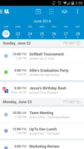 تطبيق UpTo - Calendar and Widget تقويم مميزة للأندرويد