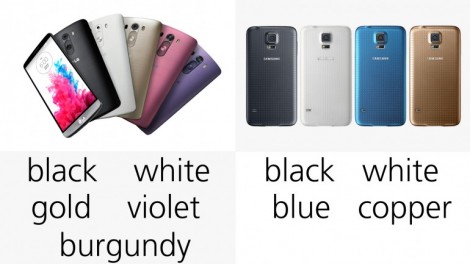 هاتف LG G3 ضد Galaxy S5 : الألوان