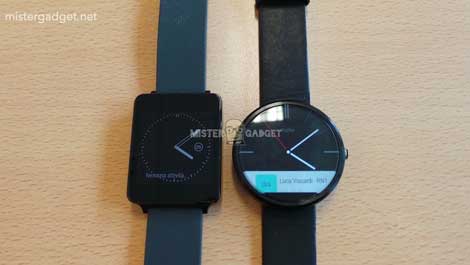 صورة ساعة Moto 360 مقارنة بساعة LG G Watch