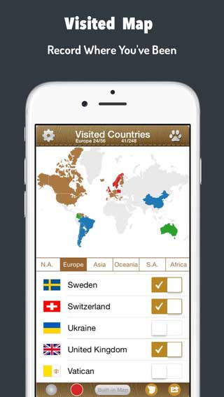 تطبيق Visited Countries Map لهواة السياحة وزيارة البلدان