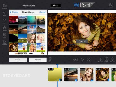 تطبيق WiPoint HD لإنشاء مقاطع فيديو من الصور