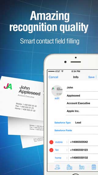 تطبيق Business Card Reader Pro لتحويل البطاقات إلى الأيفون