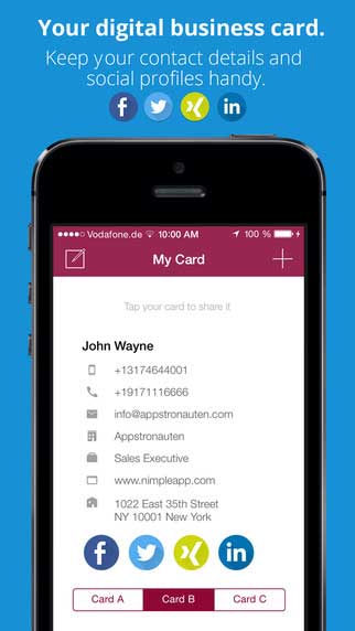 تطبيق Nimple لتبادل بطاقات الأعمال بسرعة وفاعلية