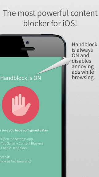 تطبيق Handblock لمنع ظهور الإعلانات وتتبع المواقع 