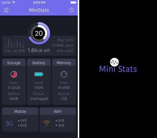 تطبيق MiniStats للحصول على إحصائيات حول جهازك