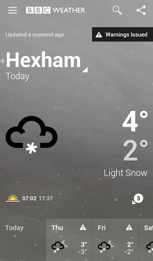 تطبيق BBC Weather لمتابعة حالة الطقس بدقة