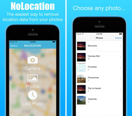 تطبيق NoLocation لحذف معلومات الصور