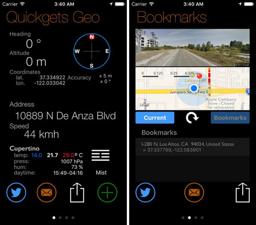 تطبيق Quickgets Geo للملاحة وتحديد احداثياتك
