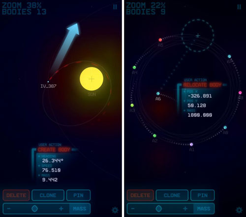 تطبيق Gravity App لمحاكاة حركة المجموعة الشمسية