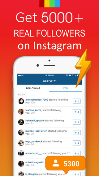 تطبيق Get Followers للحصول على أكثر من 5000 متابع في انستغرام