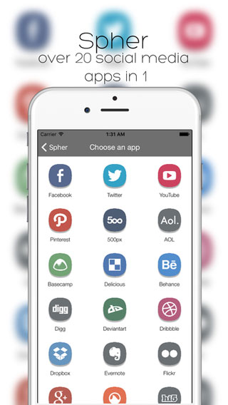 تطبيق Spher جميع الشبكات الاجتماعية في تطبيق واحد