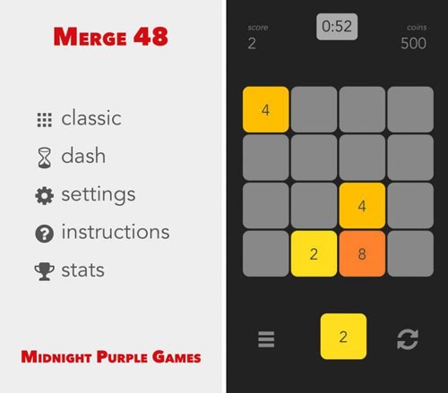 لعبة Merge 48 لمحبي الألغاز الرياضية