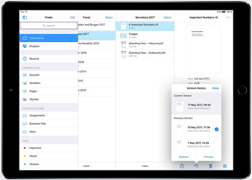 إدارة ملفات أجهزة الآيباد ضمن نظام iOS 11