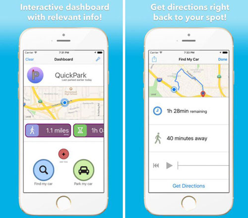 تطبيق QuickPark لمعرفة مكان ركن السيارة