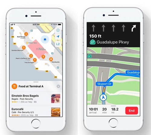 تطبيق الخرائط بين iOS 10 وiOS 11