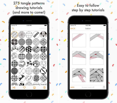 تطبيق Tangle Patterns Mega Pack لتعلم رسم الأشكال