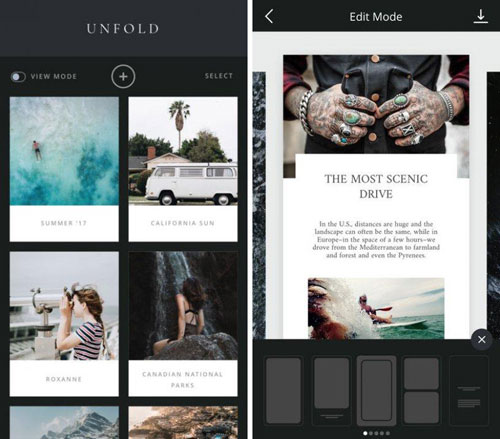 تطبيق Unfold: Stories لإنشاء ستوري مميزةتطبيق Unfold: Stories لإنشاء ستوري مميزة