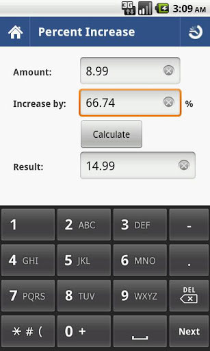 تطبيق Percent Calculator لحساب النسب المئوية