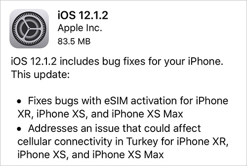 تحديث iOS 12.1.2
