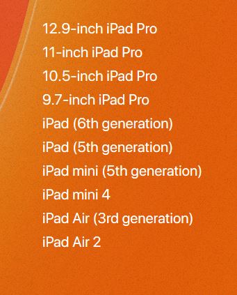 أجهزة الآيباد المتوافقة مع iPadOS