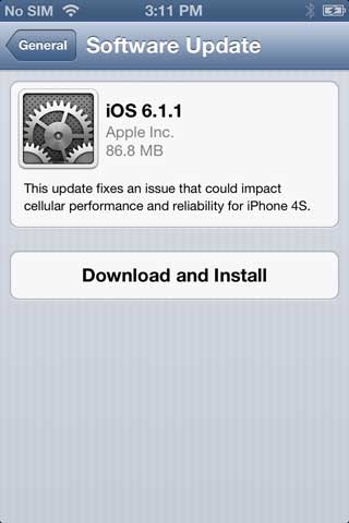 ابل تطلق تحديثا iOS 6.1.1 خصيصا لجهاز الايفون 4 أس