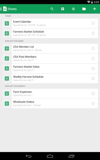 تطبيق Google Sheets