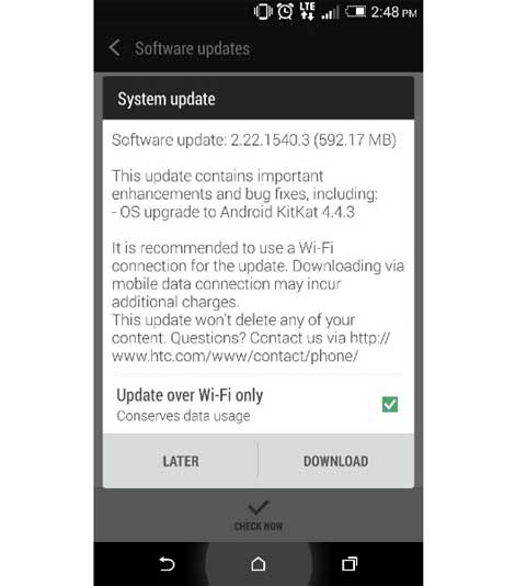 جهاز HTC ONE M8 يحصل على كيت كات 4.4.3