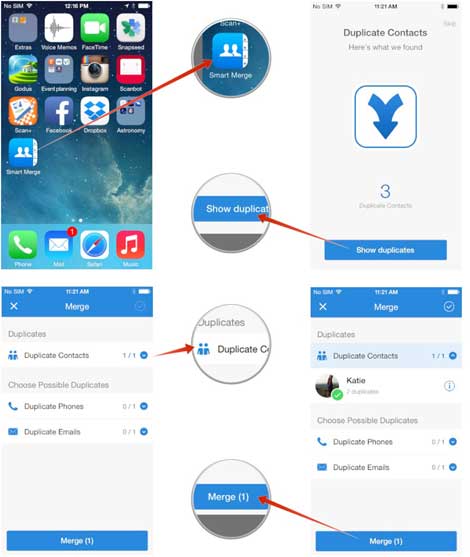 شرح التخلص من جهات الاتصال المكررة عن طريق تطبيق Smart Merge