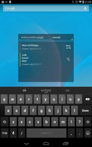 تطبيق Notes Widget Reminder للأندرويد