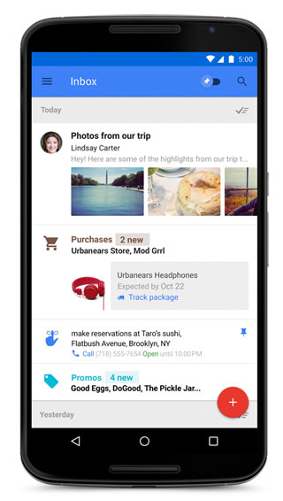 تطبيق Inbox by Gmail لإدارة البريد الإلكتروني