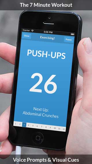 تطبيق 7 Minute Workout التفاعلي لرياضة جسدك للأيفون