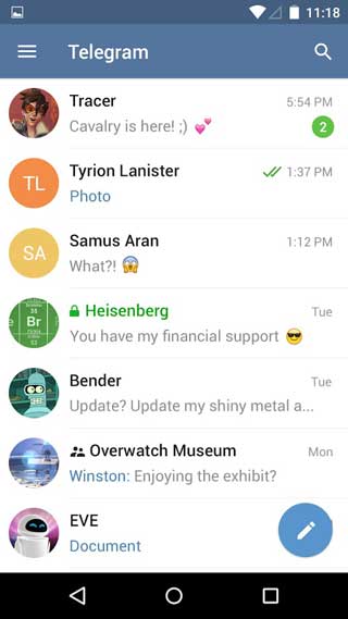 تطبيق Telegram للدردشة والمحادثة يحصل على تحديث للأندرويد