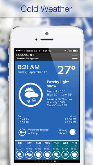 تطبيق ClearWeather لمعرفة حالة الطقس