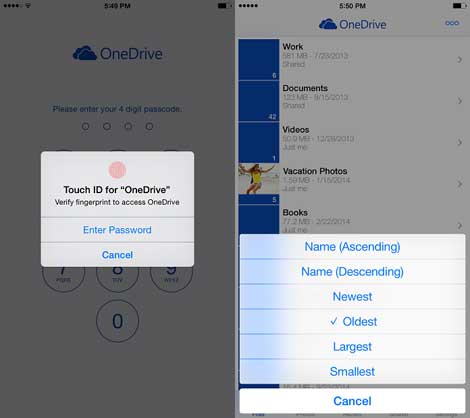 تطبيق OneDrive من مايكروسوفت - محمي الآن بالبصمة