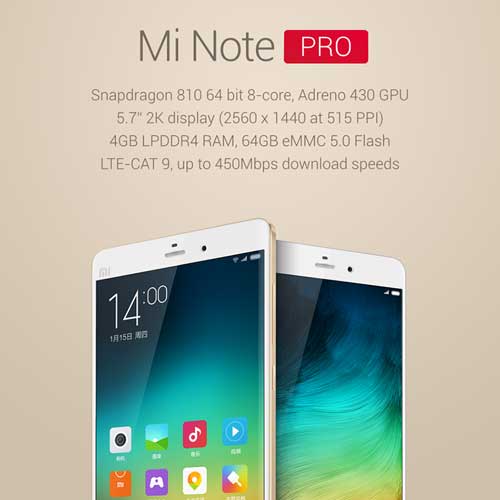 شركة Xiaomi تكشف أيضا عن جهازها الاحترافي Mi Note Pro