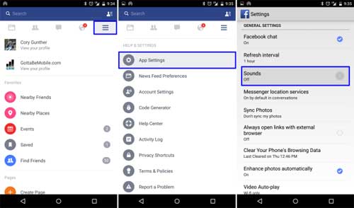 إلغاء تفعيل أصوات الفيسبوك على الاندرويد