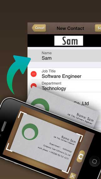 تطبيق SamCard-business card reader لإضافة جهات اتصال