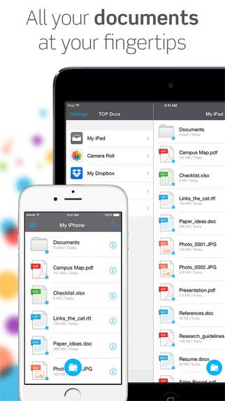 تطبيق TOP Docs مدير ملفات والمستندات للأيفون والآيباد