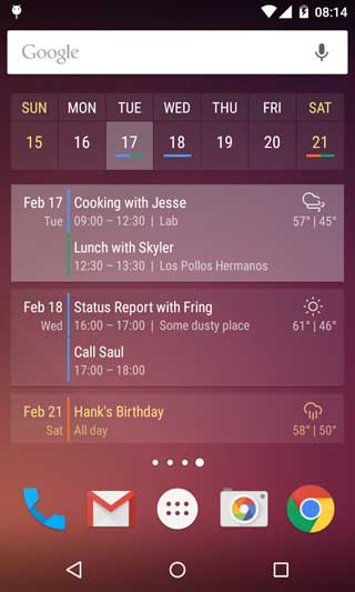 تطبيق Event Flow Calendar Widget لعرض المناسبات