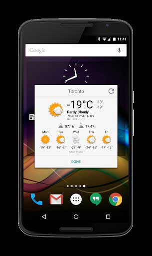 تطبيق Chronus ويدجت للوقت وحالة الطقس مع دعم اندرويد وير