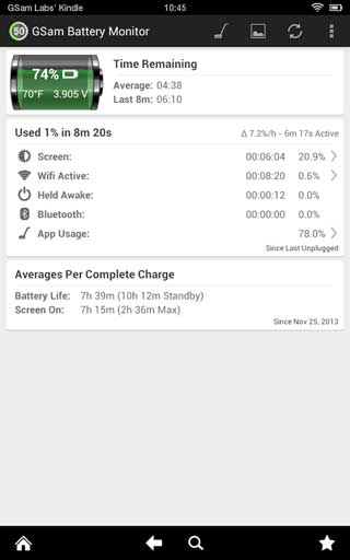 تطبيق GSam Battery Monitor لعرض تفاصيل البطارية