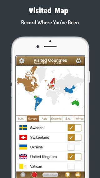 تطبيق Visited Countries Map لهواة السياحة وزيارة البلدان
