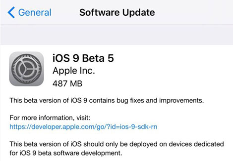 نظام iOS 9 : إطلاق النسخة التجريبية الخامسة iOS 9 Beta 5 