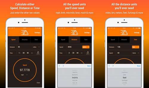 تطبيق Speed Distance Time Calculator لقياس السرعة والمسافة والوقت