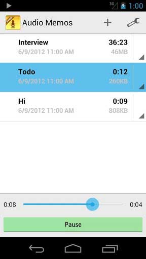 تطبيق Audio Memos Free لتسجيل ملاحظات صوتية