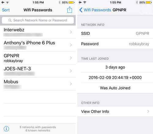 أداة Wifi Passwords List لمعرفة رقم سر شبكة الواي فاي